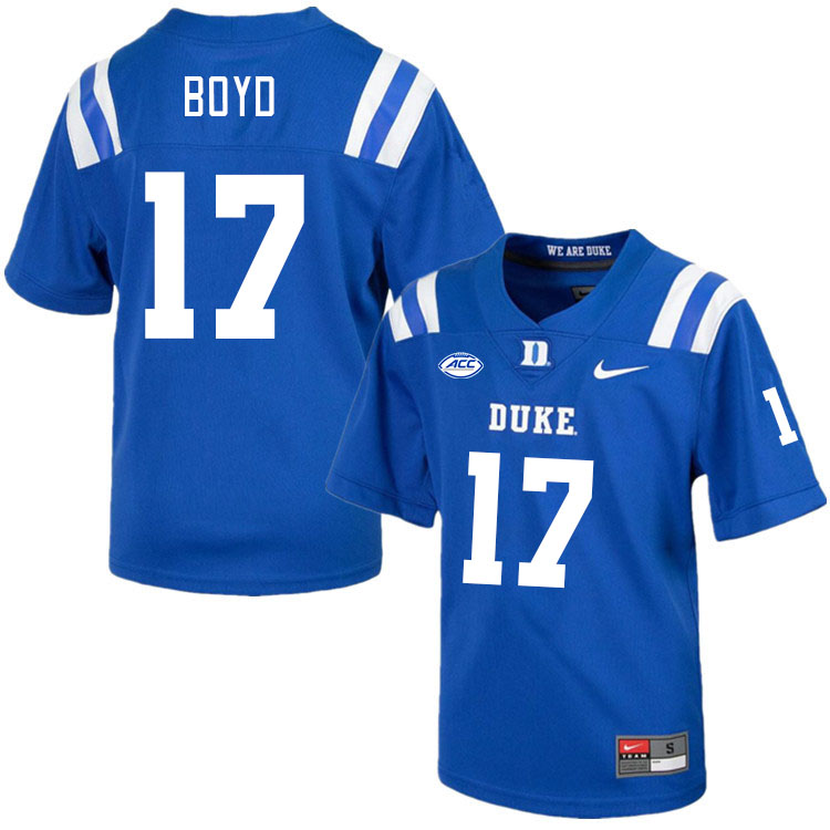 Duke Blue Devils #17 Quran Boyd College Football Jerseys Stitched Sale-Royal